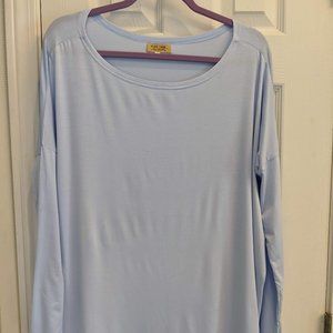 Long Sleeve Piko Top - Light Blue